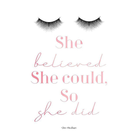 She Believed White Modern Wood Framed Art Print by Seven Trees Design