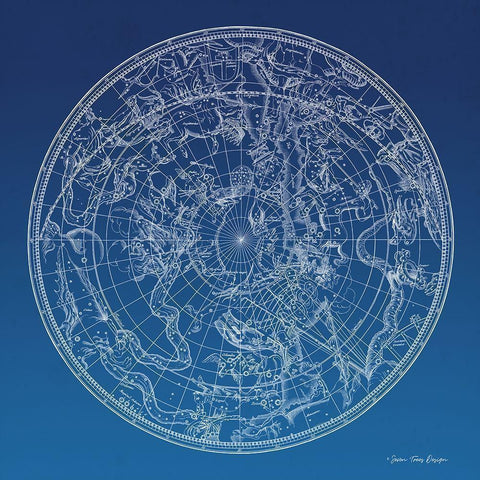 Constellations Map I White Modern Wood Framed Art Print by Seven Trees Design
