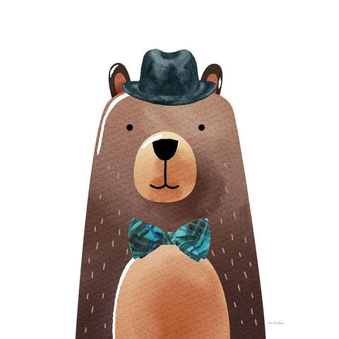 Mr. Bear Black Modern Wood Framed Art Print with Double Matting by Stellar Design Studio