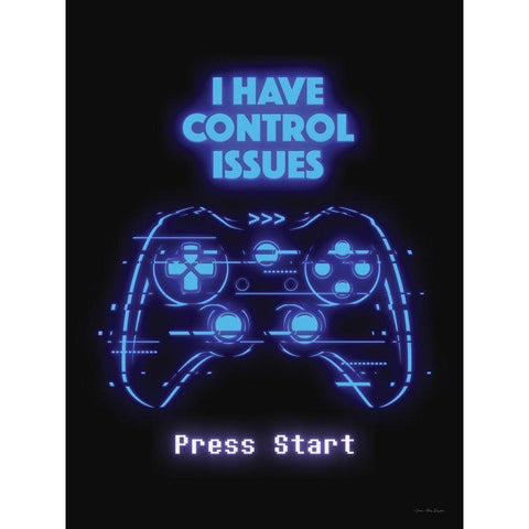 Gamer Control Issues Black Modern Wood Framed Art Print by Seven Trees Design