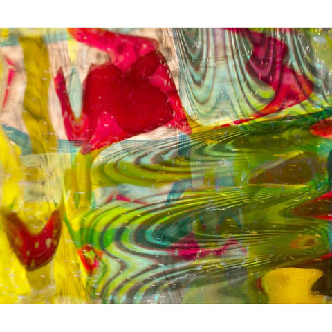 Yellow-green and red abstract White Modern Wood Framed Art Print by Jaynes Gallery