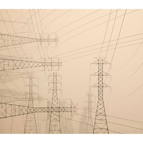 Power lines and towers abstract Black Modern Wood Framed Art Print with Double Matting by Jaynes Gallery