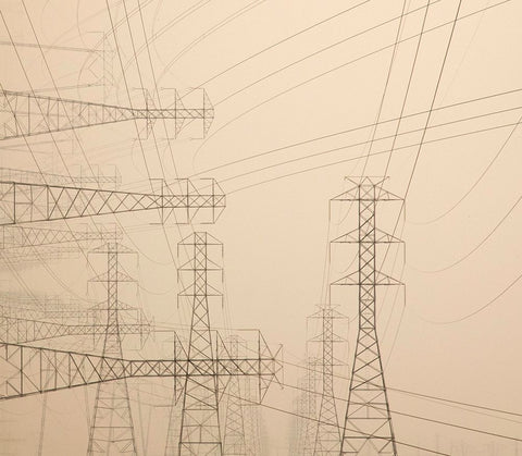 Power lines and towers abstract White Modern Wood Framed Art Print with Double Matting by Jaynes Gallery