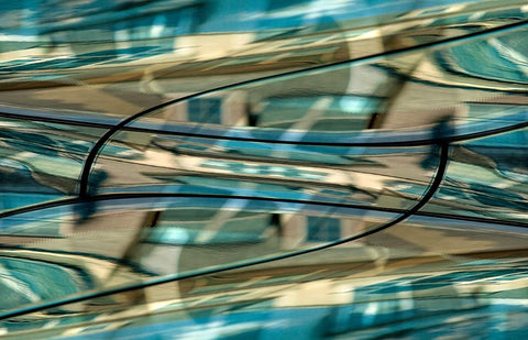Turquoise-black and bronze metallic abstract Black Ornate Wood Framed Art Print with Double Matting by Jaynes Gallery