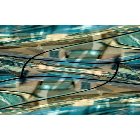 Turquoise-black and bronze metallic abstract Gold Ornate Wood Framed Art Print with Double Matting by Jaynes Gallery