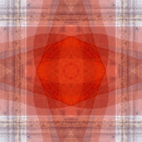 Orange and white quilt-like abstract Black Ornate Wood Framed Art Print with Double Matting by Jaynes Gallery