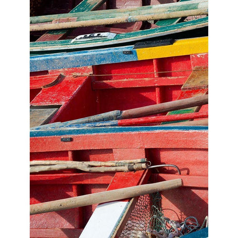 Harbor with traditional colorful fishing boats Town Ponta do Sol-Island Santo Antao-Cape Verde Black Modern Wood Framed Art Print by Zwick, Martin