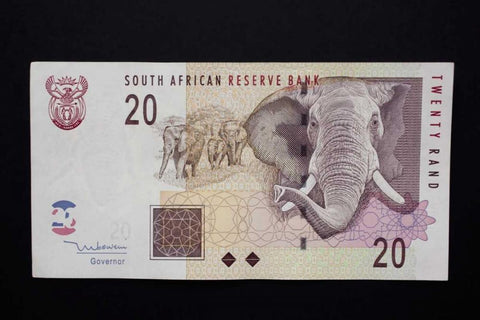 South African rand paper money, South Africa White Modern Wood Framed Art Print with Double Matting by Kaveney, Wendy