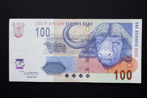 South African rand paper money, South Africa Black Ornate Wood Framed Art Print with Double Matting by Kaveney, Wendy