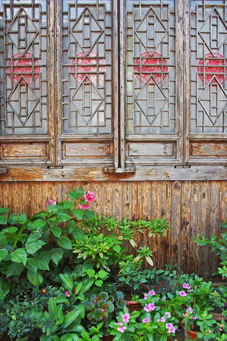 Latticed windows of an old house on Ziyang street in the old town-Linhai-Zhejiang Province-China White Modern Wood Framed Art Print with Double Matting by Su, Keren