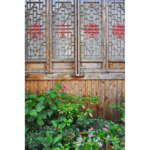 Latticed windows of an old house on Ziyang street in the old town-Linhai-Zhejiang Province-China Black Modern Wood Framed Art Print by Su, Keren