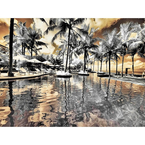 Bali-Ubud-Ponds and pools at hotel in Ubud Gold Ornate Wood Framed Art Print with Double Matting by Eggers, Terry