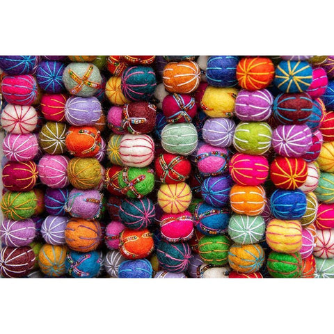 Singapore-Chinatown Detail of typical textile round wool hanging ball souvenirs Black Modern Wood Framed Art Print by Hopkins, Cindy Miller