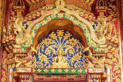 Thailand Temple detail Black Ornate Wood Framed Art Print with Double Matting by Haseltine, Tom