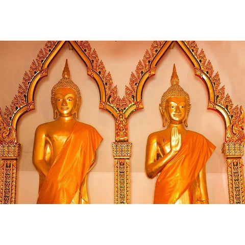 Thailand Buddha statues in temple Black Modern Wood Framed Art Print by Haseltine, Tom