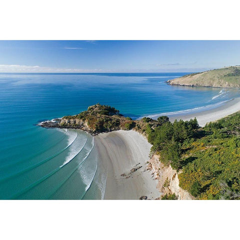 Mapoutahi-Historic Maori Pa Site-Goat Island-Purakanui Bay-north of Dunedin Black Modern Wood Framed Art Print with Double Matting by Wall, David