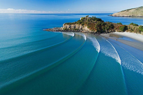 Mapoutahi-Historic Maori Pa Site-Goat Island-Purakanui Bay-north of Dunedin White Modern Wood Framed Art Print with Double Matting by Wall, David