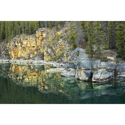 Canada, Jasper NP Horseshoe Lake reflection Black Modern Wood Framed Art Print by Grandmaison, Mike