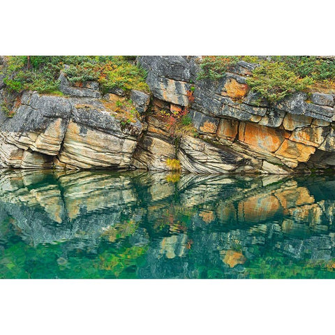 Canada-Alberta-Jasper National Park Reflection of rocks in Horseshoe Lake Black Modern Wood Framed Art Print by Jaynes Gallery