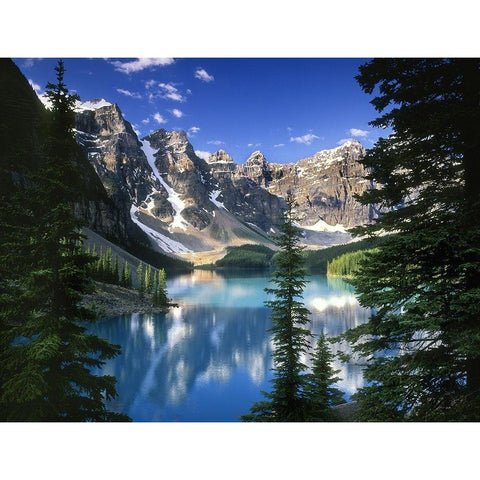 Turquoise water in moraine lake in Banff National Park near Calgary Canada Gold Ornate Wood Framed Art Print with Double Matting by Steve Mohlenkamp