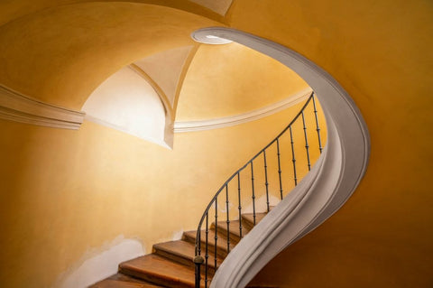 Czech Republic-Prague-Kutna Hora-Stairwell in Monastery Church of Assumption of Our Lady at Sedlec White Modern Wood Framed Art Print with Double Matting by Jaynes Gallery