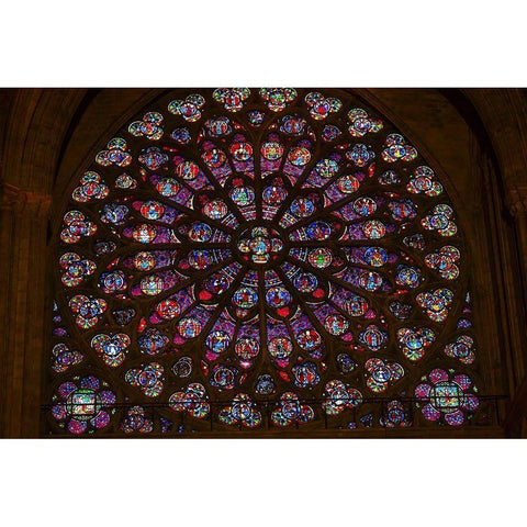 South Rose Window-Jesus and Disciples stained glass-Notre Dame Cathedral-Paris-France  Black Modern Wood Framed Art Print by Perry, William