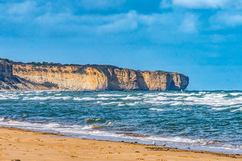 High cliffs- Omaha Beach- Normandy- France. Black Ornate Wood Framed Art Print with Double Matting by Perry, William