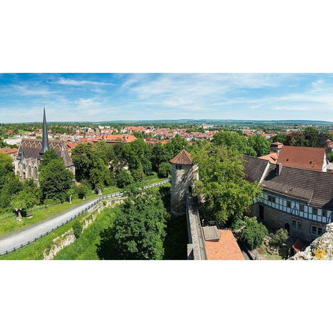 City view The medieval town Muehlhausen in Thuringia Germany Black Modern Wood Framed Art Print with Double Matting by Zwick, Martin