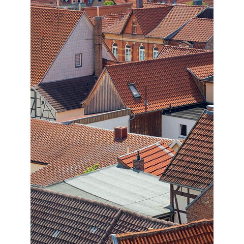 City view The medieval town Muehlhausen in Thuringia Germany Black Modern Wood Framed Art Print by Zwick, Martin