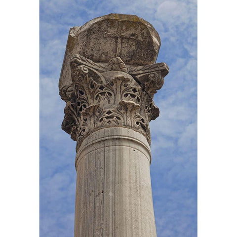 Greece-Philippi Corinthian column at ancient ruins of Basilica  Black Modern Wood Framed Art Print by Jaynes Gallery