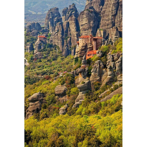 Greece-Meteora Greek Orthodox monasteries in the mountains Black Modern Wood Framed Art Print with Double Matting by Jaynes Gallery