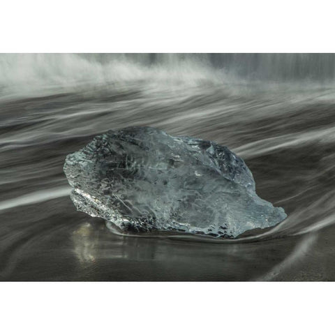 Iceland, Breidamerkursandur Iceberg on the beach White Modern Wood Framed Art Print by Illg, Cathy and Gordon