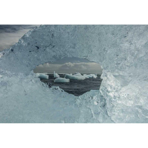 Iceland Icebergs viewed through hole in ice Black Modern Wood Framed Art Print by Illg, Cathy and Gordon