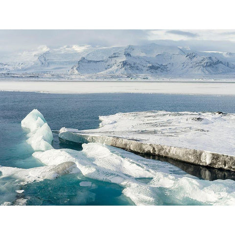 Glacial lagoon Jokulsarlon at Breidamerkurjokullin National Park Vatnajokull during winter Black Modern Wood Framed Art Print with Double Matting by Zwick, Martin