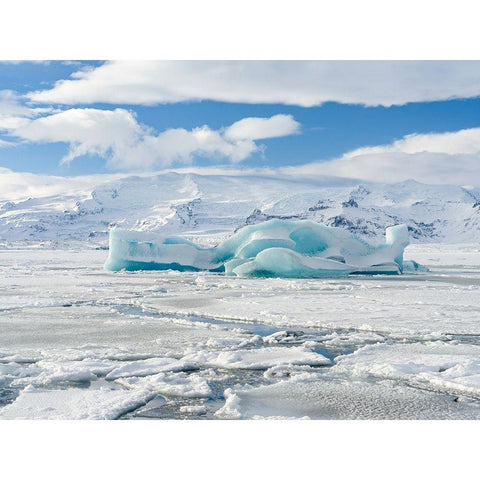 Glacial lagoon Jokulsarlon at Breidamerkurjokullin National Park Vatnajokull during winter Black Modern Wood Framed Art Print by Zwick, Martin