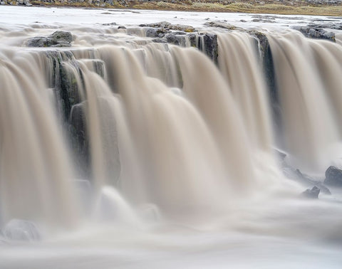 Waterfall Selfoss in the Vatnajokull National Park-Jokulsargljufur- Iceland Black Ornate Wood Framed Art Print with Double Matting by Zwick, Martin