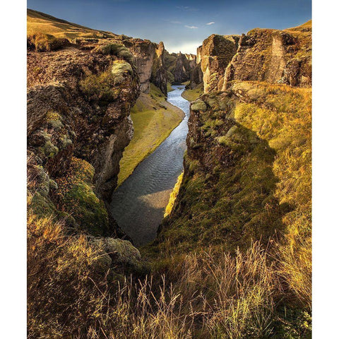 Fjadrargljufur canyon in southern Iceland Black Modern Wood Framed Art Print by Steve Mohlenkamp