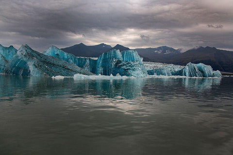Icebergs from the Jokulsarlon glacier adrift in Jokulsarlon lagoon in Iceland White Modern Wood Framed Art Print with Double Matting by Steve Mohlenkamp