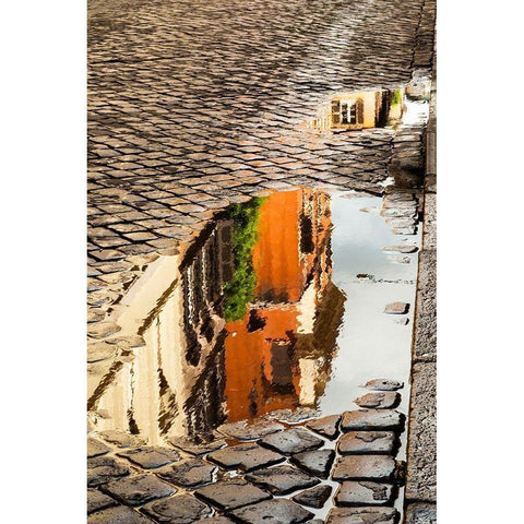 Italy-Rome Via della Penna-side street west of Via Ripetta Black Modern Wood Framed Art Print by Jones, Alison