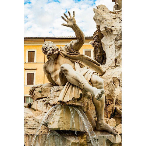 Italy-Rome Piazza Navona-Fountain of the Four Rivers  Black Modern Wood Framed Art Print by Jones, Alison
