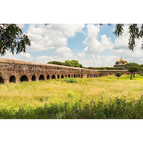 Italy-Rome Parc of the Aqueducts (Parco degli Acquedotti),Acquedotto Felice Black Modern Wood Framed Art Print with Double Matting by Jones, Alison