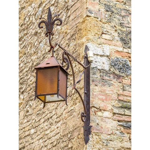 Italy-Chianti Lamppost on the corner in the town of San Gimignano Black Modern Wood Framed Art Print by Eggers, Julie
