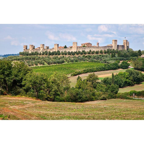 Italy-Tuscany-Monteriggioni Ancient walled hill town Black Modern Wood Framed Art Print by Eggers, Julie
