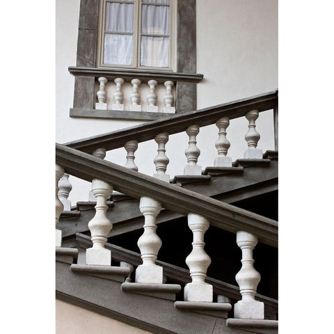 Italy-Tuscany-Lucca Stairs in the Pfanner Palace and gardens Black Modern Wood Framed Art Print by Eggers, Julie
