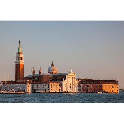 Italy-Venice Evening light on the San Giorgio Maggiore Church-a 16th Century Benedictine Church White Modern Wood Framed Art Print by Eggers, Julie