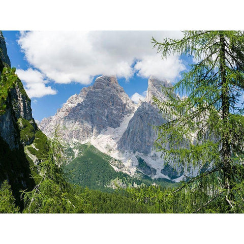Monte Cristallo in the Dolomites of the Veneto-seen from west White Modern Wood Framed Art Print by Zwick, Martin