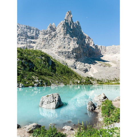 Ponta de Sorapis seen from Lago del Sorapis in the Dolomites of the Veneto Gold Ornate Wood Framed Art Print with Double Matting by Zwick, Martin