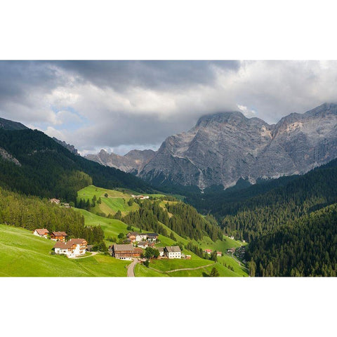 Wengen-La Valle-traditional farms of the Viles in the Val Badia in the Dolomites of South Tyrol Black Modern Wood Framed Art Print by Zwick, Martin