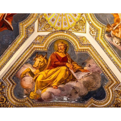 Saint Luke Fresco Ceiling Santa Maria Maggiore-Rome-Italy Built 422-432-in honor of Virgin Mary Gold Ornate Wood Framed Art Print with Double Matting by Perry, William