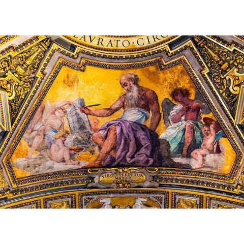 Gospel writer fresco Basilica di San Giovanni in Laterano-Rome-Italy Black Modern Wood Framed Art Print with Double Matting by Perry, William